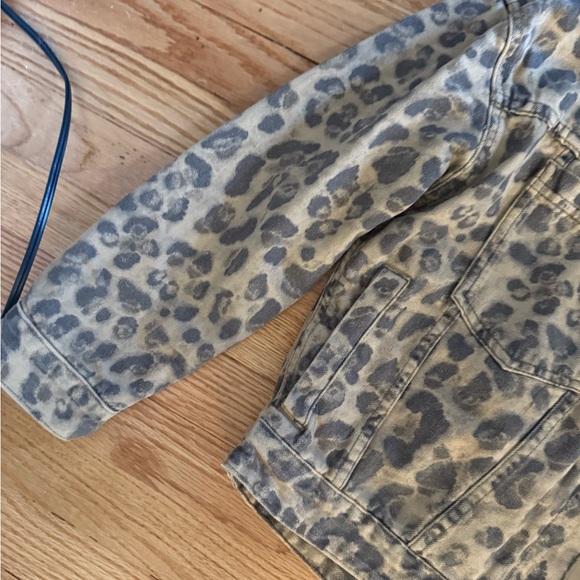 FREE PEOPLE We The Free Opal Swing Printed Denim Jacket - Leopard X-SMALL - Picture 4 of 13